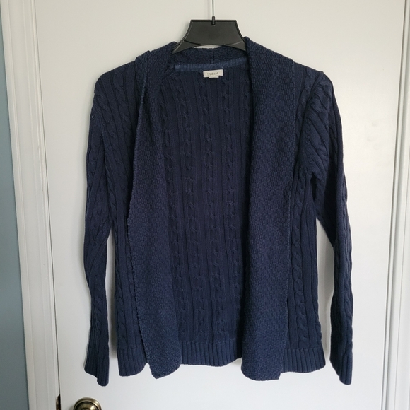 LL Bean Blue Chunky Cable Knit Cardigan Sweater Size Small Womens - Picture 1 of 5